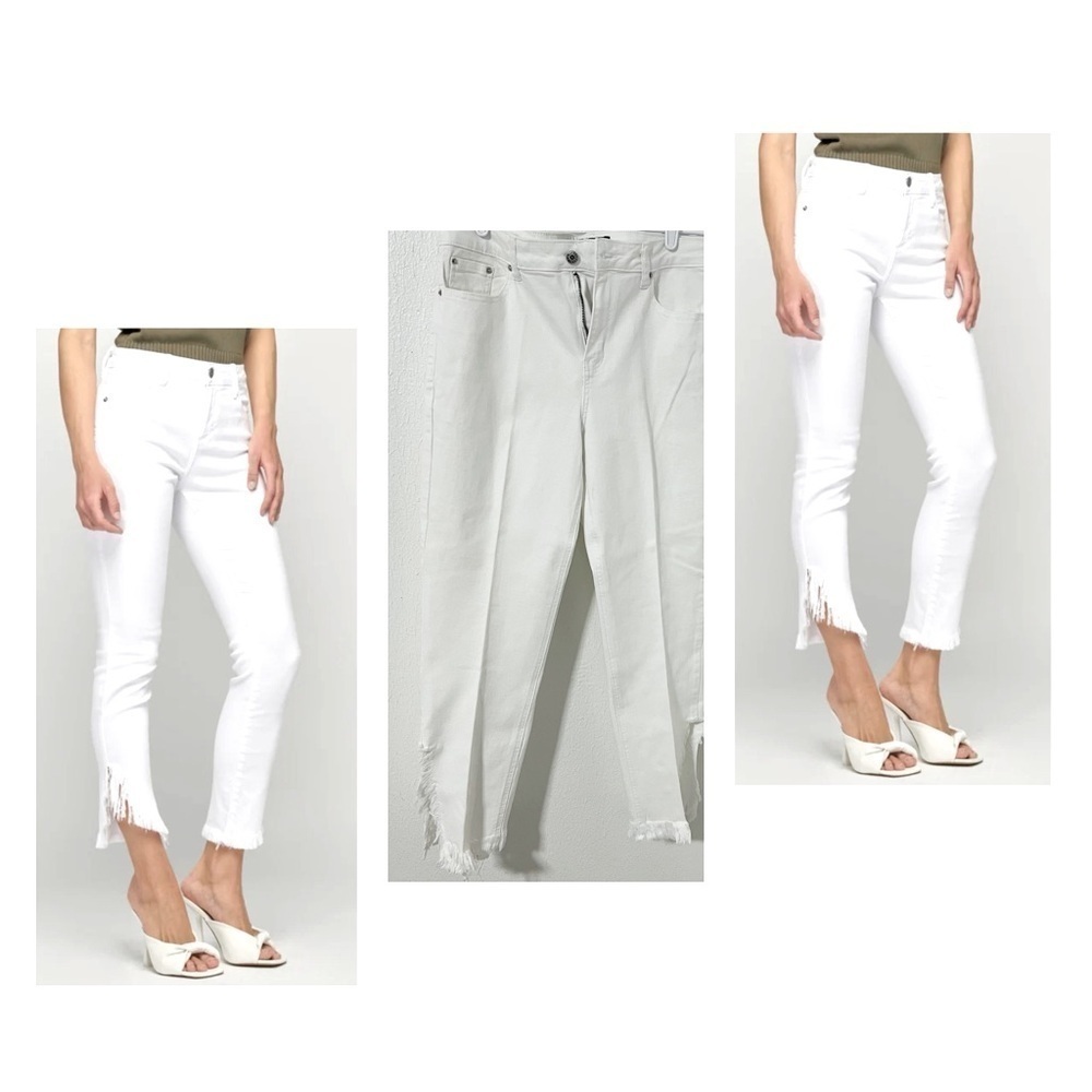 Earl Raw Frayed Hem Women’s Jeans White Size 14 EUC Business Casual, Going Out